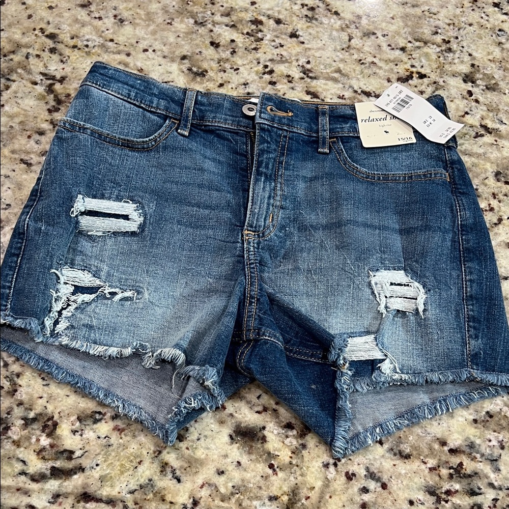 Abercrombie Kids Blue Distressed Denim Shorts